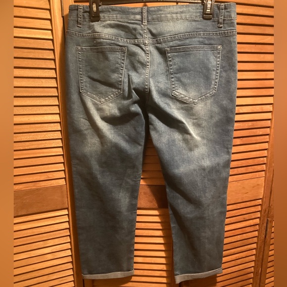 New & Ceci Los Angeles Blue Denim Distressed Ankle Jeans w/Embroidered Patches - Picture 2 of 16